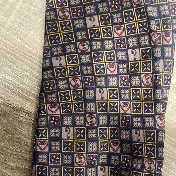 A6 Mens Moschino Square Block Geo Silk Print Tie Fair Condition - Picture 5 of 6